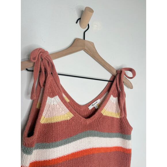 Madewell Grandfield Striped Knit Sweater Tank Top Size Medium Tie Strap - Picture 6 of 10